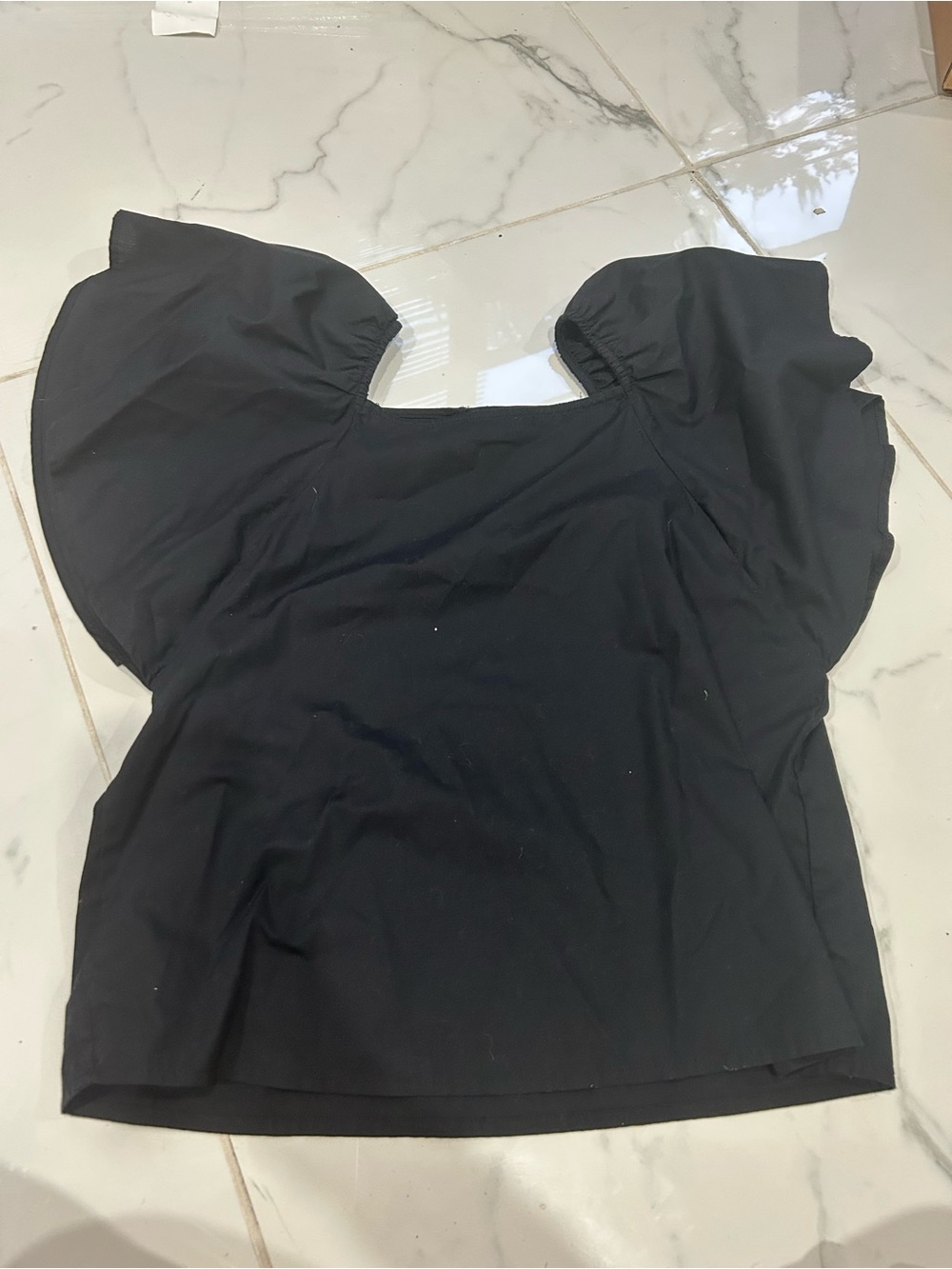 Abercrombie & Fitch Black Flutter Sleeve Top